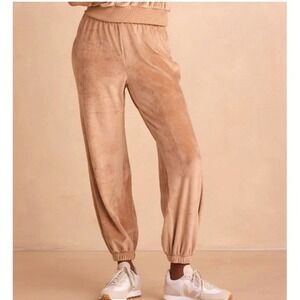 Summersalt Plush Velour Jogger Lounge‎ Pants Womens S Fawn Super Soft Comfy